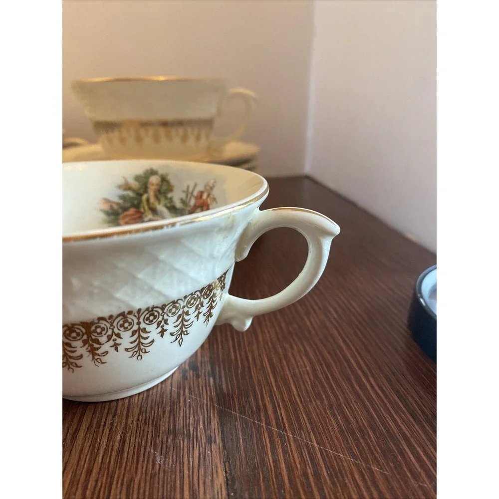 Vintage Washington Colonial Vogue Dinnerware Cup &‎ Saucer 22k Hallmark Cannon